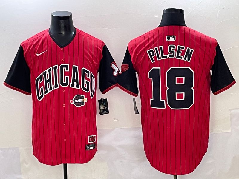 Men 2025 Chicago White Sox #18 Pilsen Red Stripe Joint Name Nike MLB Jersey style 10->chicago white sox->MLB Jersey
